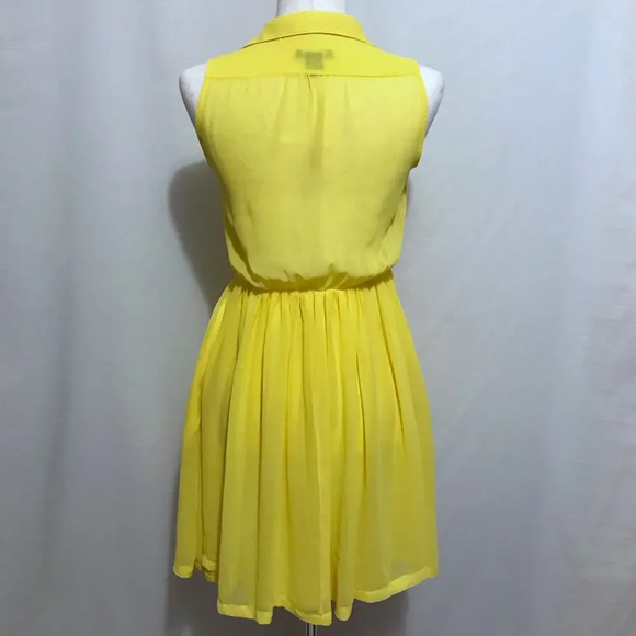 H&M Yellow Blouson Mini Dress Women 4 - Picture 8 of 12